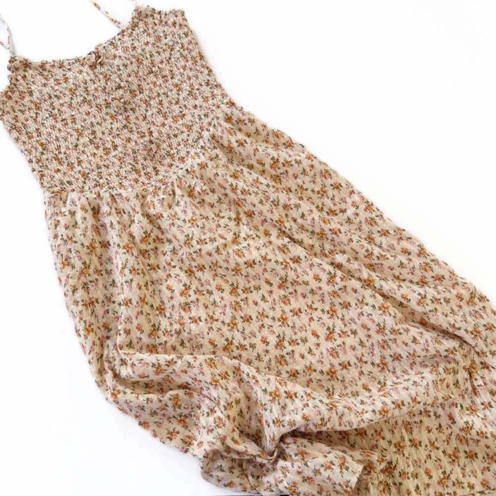 American Eagle Dress Womens Medium Bella Bow Midi Floral Boho Cottagecore - Picture 2 of 12